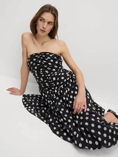 Black and white polka-dot dress